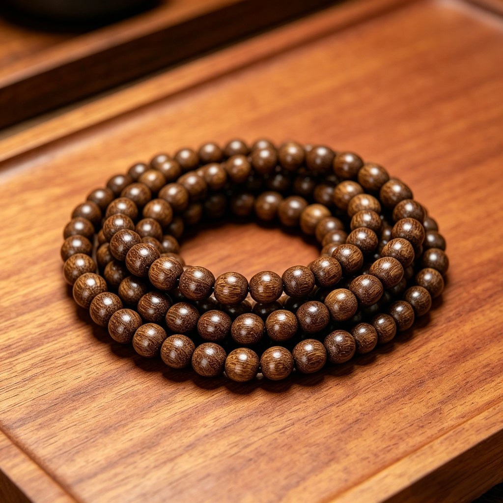 108 Sandalwood Bead Bracelet – Traditional Design with Natural Wooden Craftsmanship