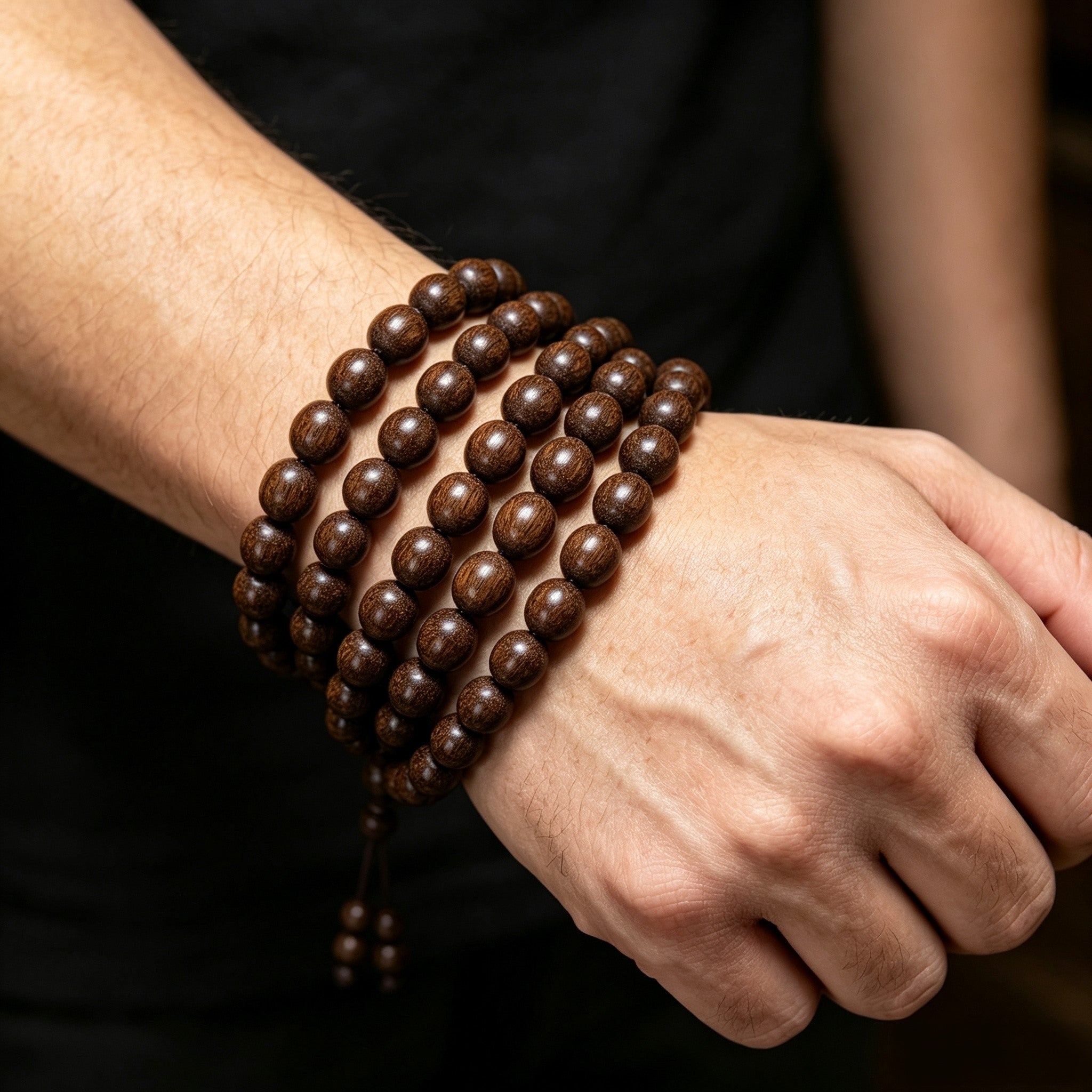 108 Sandalwood Bead Bracelet – Traditional Design with Natural Wooden Craftsmanship