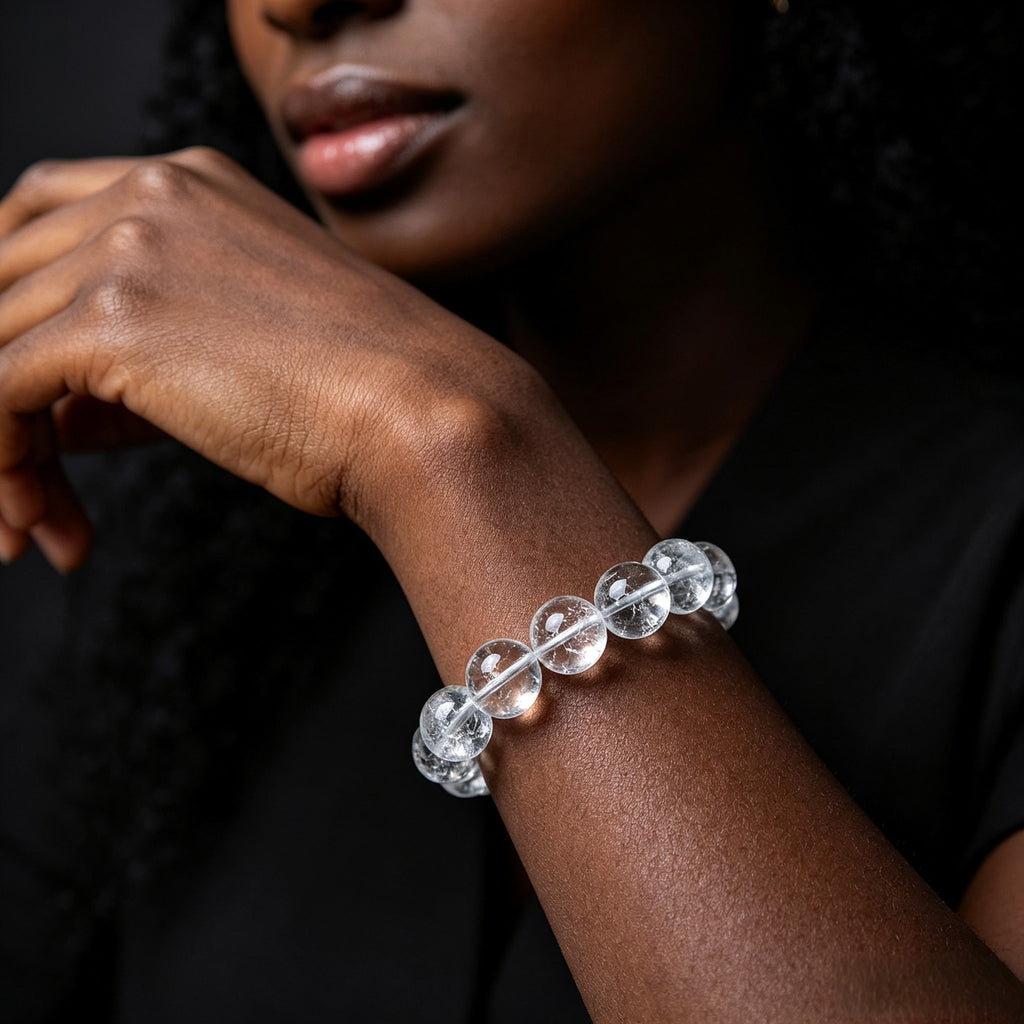 White Crystal Bracelet | Natural Stone Jewelry for Balance & Style