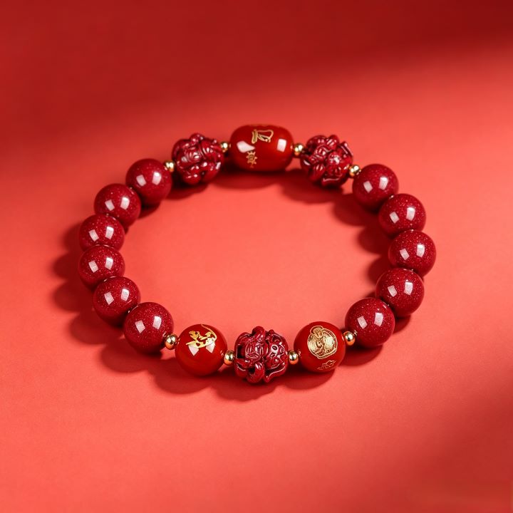 Personalized Chinese Zodiac Cinnabar Bracelet with Guardian Buddha