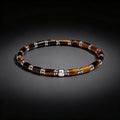 Tiger's Eye Tube Bead Bracelet | Silver Accent Natural Stone Bracelet