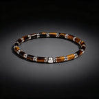 Tiger's Eye Tube Bead Bracelet | Silver Accent Natural Stone Bracelet