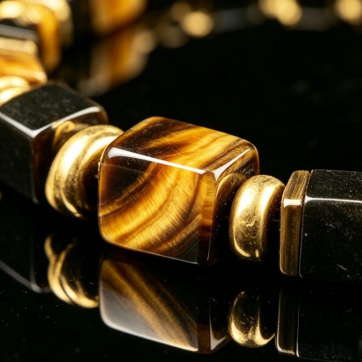 Cube Tiger's Eye Bracelet | Geometric Natural Stone Bracelet