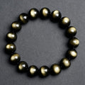Golden Obsidian Bracelet | Natural Black Gold Stone Jewelry