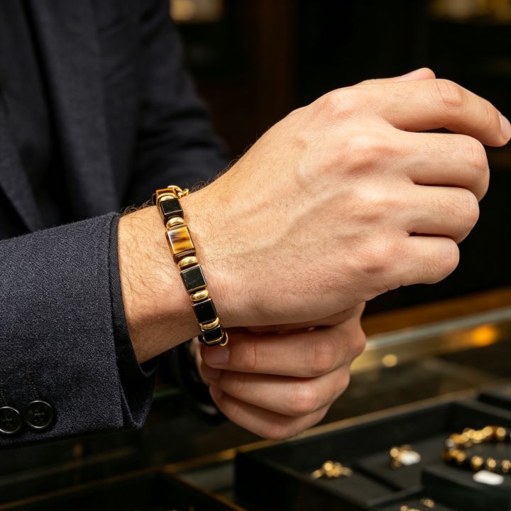 Cube Tiger's Eye Bracelet | Geometric Natural Stone Bracelet