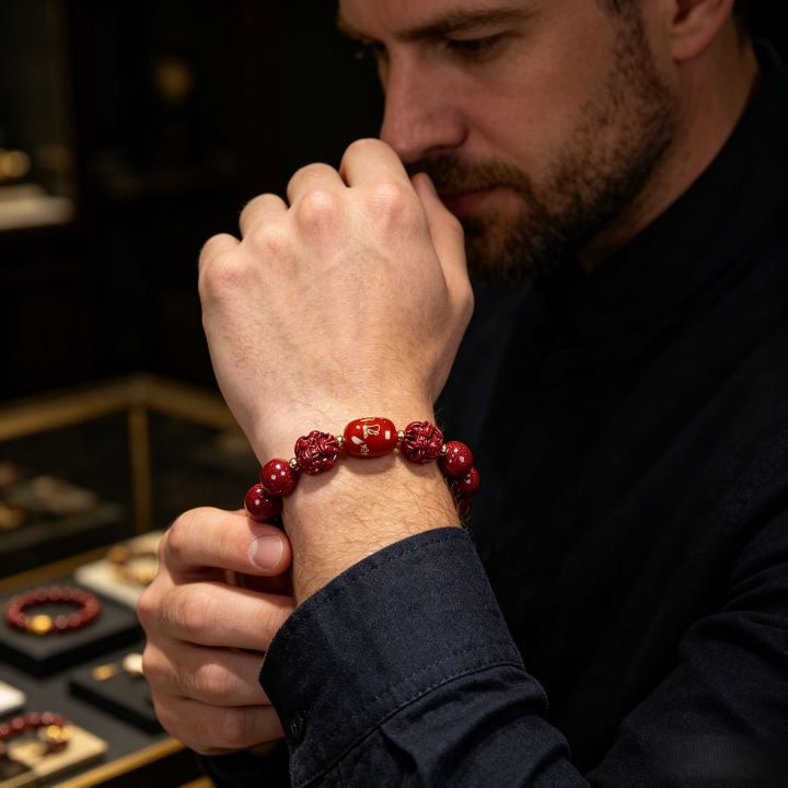 Personalized Chinese Zodiac Cinnabar Bracelet with Guardian Buddha