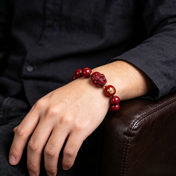 Personalized Chinese Zodiac Cinnabar Bracelet with Guardian Buddha