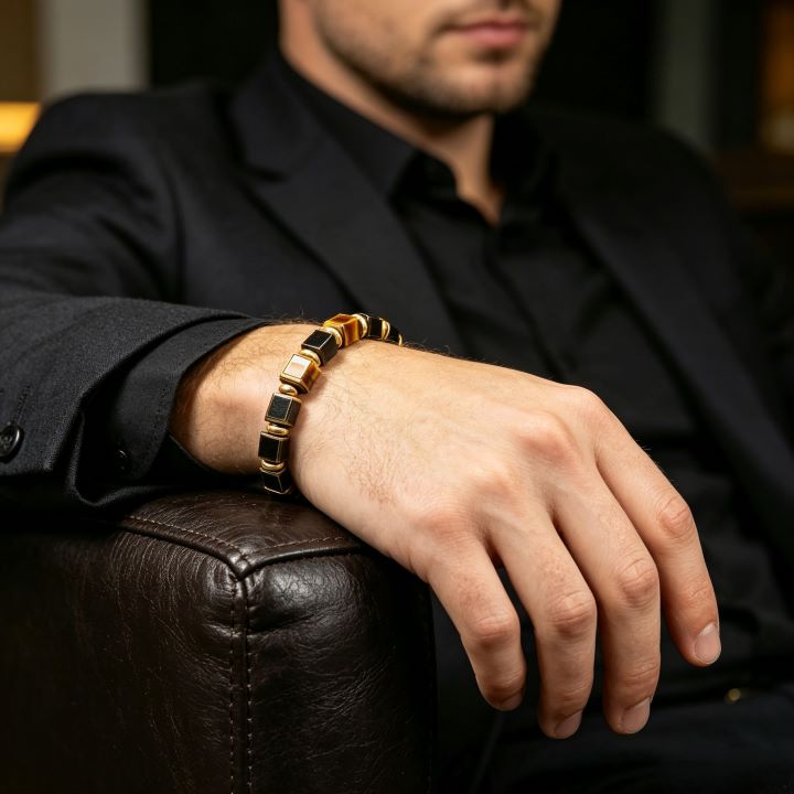 Cube Tiger's Eye Bracelet | Geometric Natural Stone Bracelet