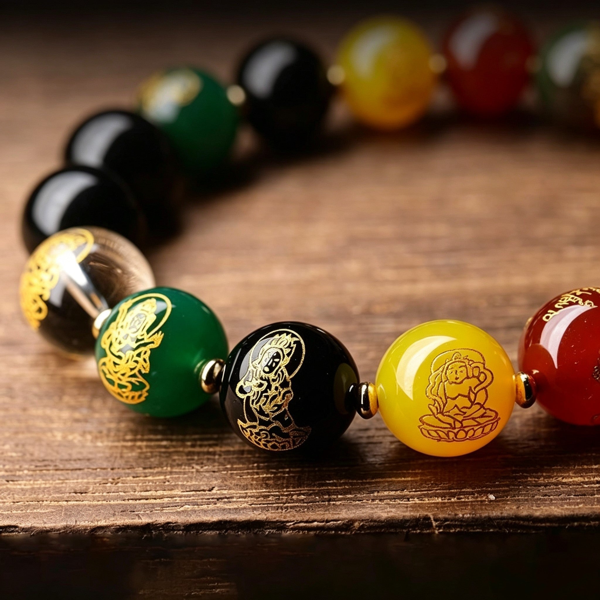 Black Obsidian Five Elements Bracelet –  Chinese-Inspired Design with Natural Stone
