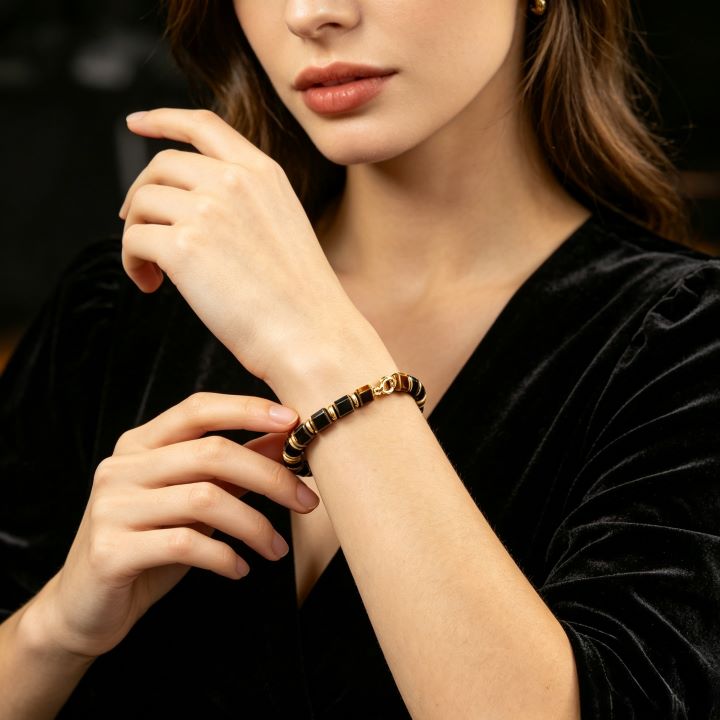 Cube Tiger's Eye Bracelet | Geometric Natural Stone Bracelet