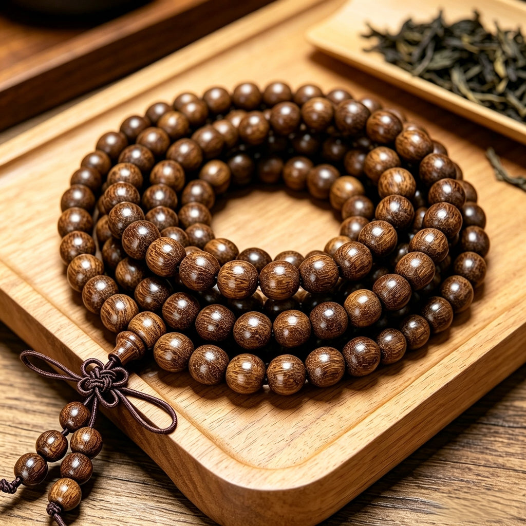 108 Sandalwood Bead Bracelet – Traditional Design with Natural Wooden Craftsmanship