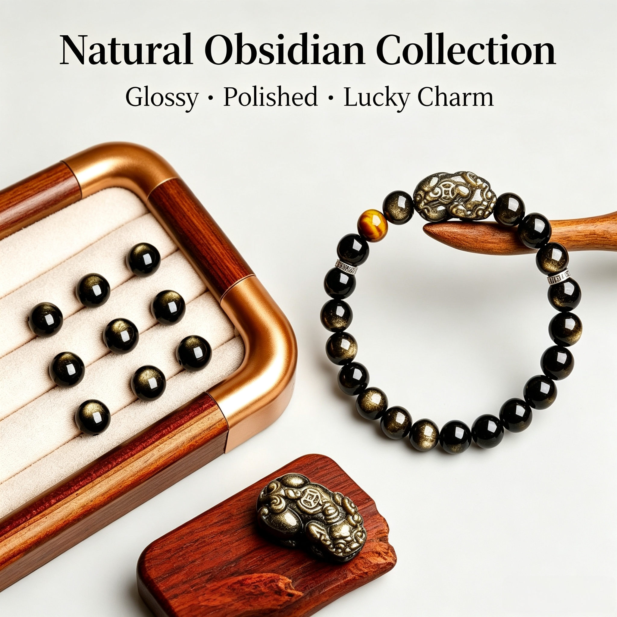 Pixiu Golden Obsidian Bracelet | Chinese Symbolic Gemstone Jewelry