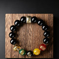Black Obsidian Five Elements Bracelet –  Chinese-Inspired Design with Natural Stone