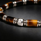 Tiger's Eye Tube Bead Bracelet | Silver Accent Natural Stone Bracelet
