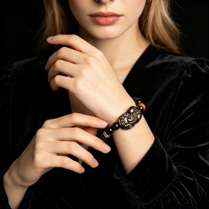 Pixiu Golden Obsidian Bracelet | Chinese Symbolic Gemstone Jewelry