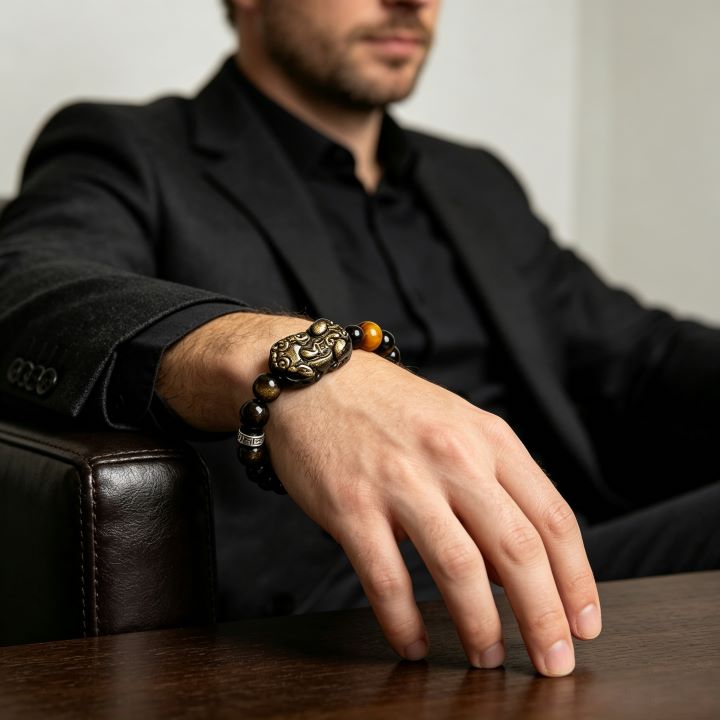 Pixiu Golden Obsidian Bracelet | Chinese Symbolic Gemstone Jewelry