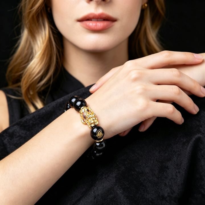 Five Wealth Gods Bracelet | Chinese Symbolic Black Obsidian Jewelry