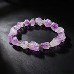 Amethyst Raw Stone Bracelet – Natural Purple Crystal Beaded Bracelet