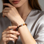 Tiger's Eye Tube Bead Bracelet | Silver Accent Natural Stone Bracelet