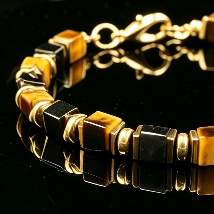 Cube Tiger's Eye Bracelet | Geometric Natural Stone Bracelet