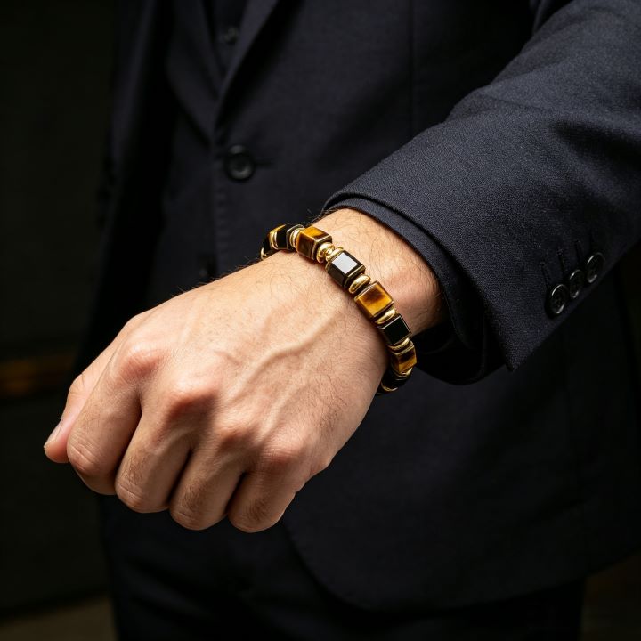Cube Tiger's Eye Bracelet | Geometric Natural Stone Bracelet