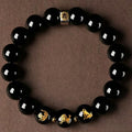 Personalized Chinese Zodiac Three Harmony Black Obsidian Bracelet