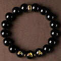 Personalized Chinese Zodiac Three Harmony Black Obsidian Bracelet